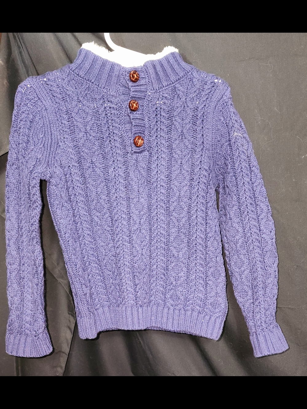 Cable-Knit Blue Button-Neck Sweater Size 2t